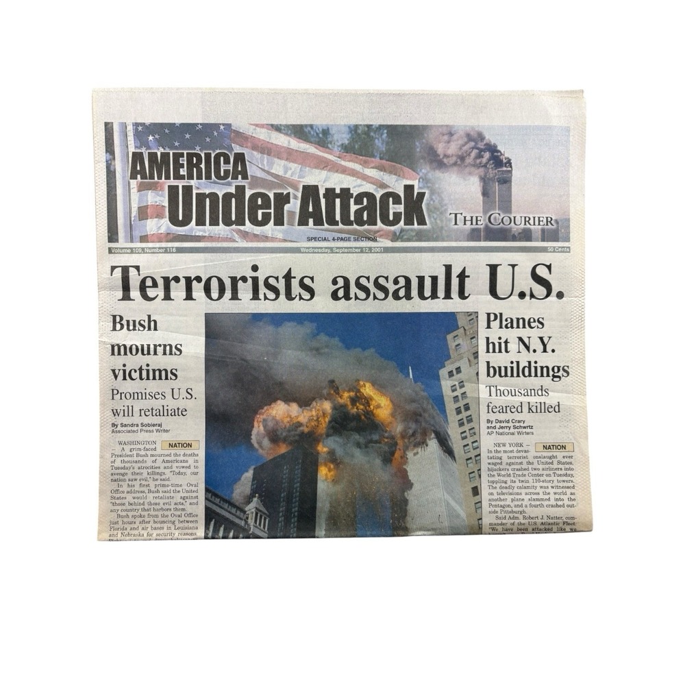 2001 The Courier America Under Attack 9/12/01 4 Page Special Section